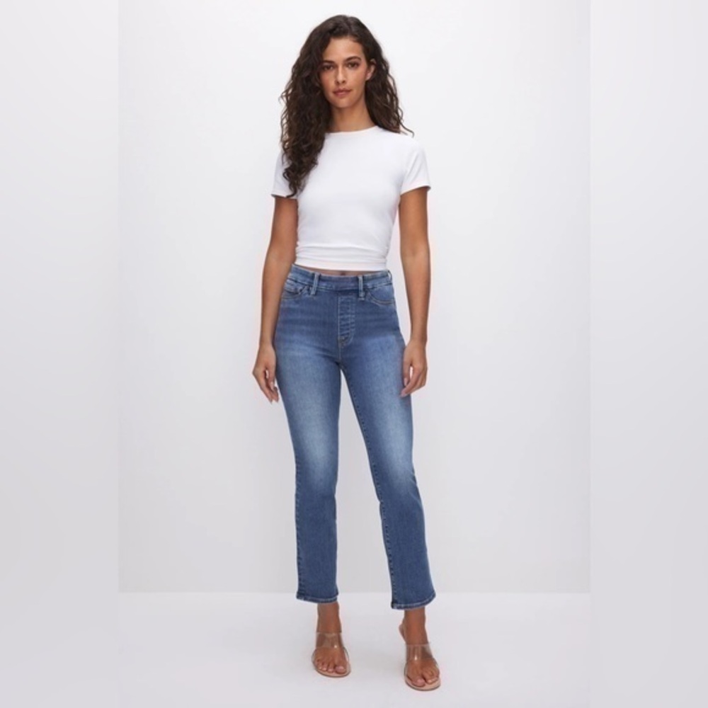 Good American Power Stretch Pull-On Straight Jeans Indigo490 2